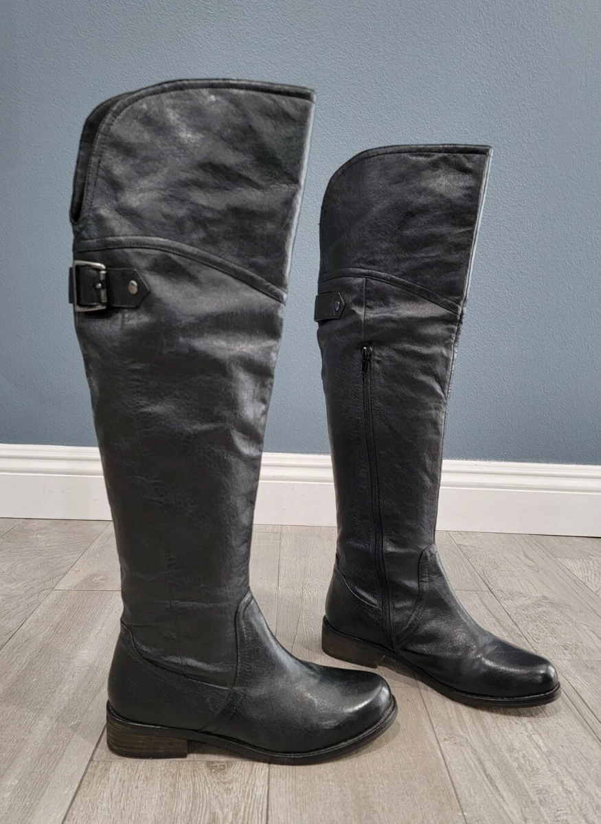 STEVE MADDEN OTK black leather over the knee boots 7.5M eBay