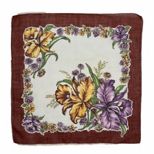 Floral Iris Bridesmaid Handkerchief Wedding Vintage Cottage Core Granny Easter