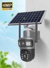 8MP Wi-Fi Security Camera Dual Lens Outdoor Solar Battery Powered Wireless CCTV