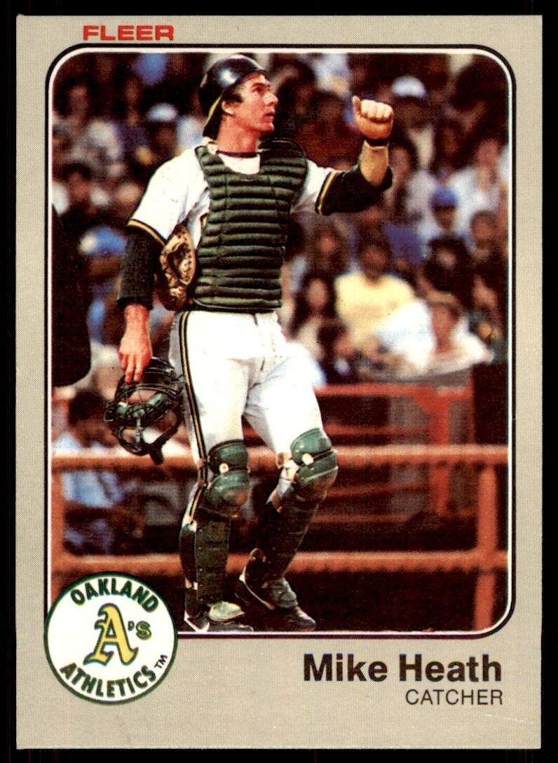 1983 Fleer Mike Heath .  Oakland Athletics #518