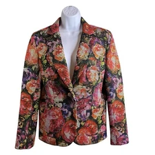 Vintage Bert Keeter Kore Y2K Floral Blazer Size 14 Whimsigoth Mesh Fairy Grunge