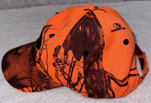 Mossy Oak Blaze Orange Men’s Adjustable Baseball Hat Hunting Outdoors Trucker - Picture 2 of 6