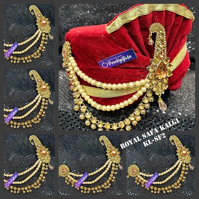 Groom Turban Sikh Kalgi Crystal Brooch Wedding Sherwani Safa Pagri Gold  Kalgi UK