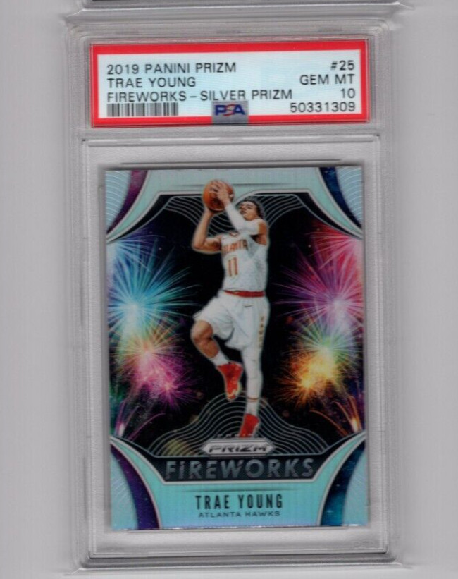 2019 Panini Prizm Fireworks Silver Prizm #25 Trae Young PSA 10 Gem Mint