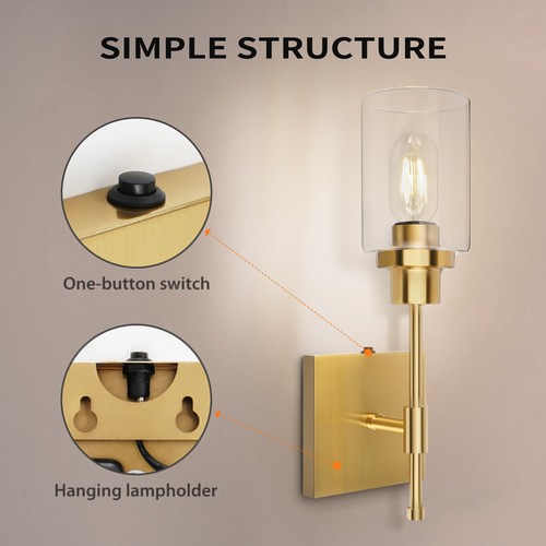 Modern Wall Lamp Metal Wall Sconce Battery Operated Light Fixture Bedroom Indoor - Picture 5 of 14