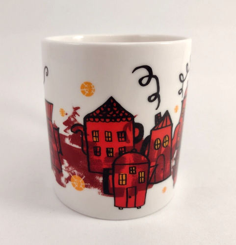 STARBUCKS Red Teapot City Town Abstract Skyline Coffee Mug Tea Cup 2000 Y2K - Picture 3 of 8