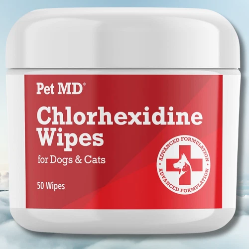 Pet MD Chlorhexidine Wipes with Ketoconazole and Aloe for Cats and Dogs, 50