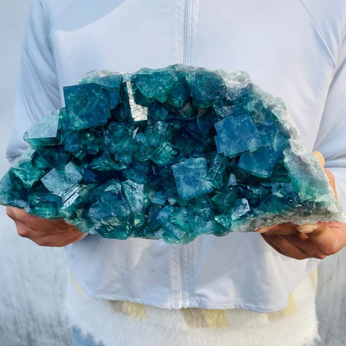 3930g Large Natural Green Cube Fluorite Quartz Crystal Cluster Mineral Specimen - Picture 2 of 11