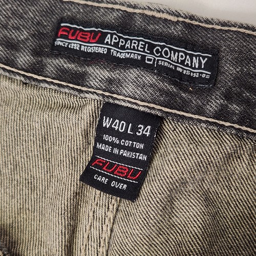 FUBU Vintage Black Carpenter Jeans Mens 40x34 Baggy Skater Wide Leg Y2K - Picture 16 of 17