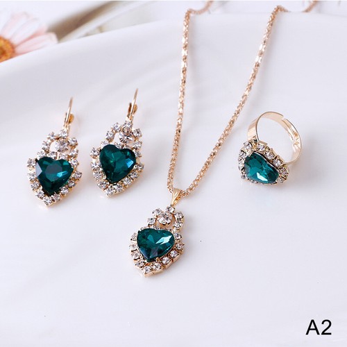 Fashion Ladies Jewelry Set Romantic Heart Bridal Wedding Necklace Ring Se_ou - Picture 9 of 17