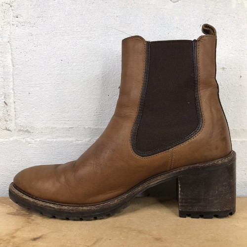 Thursday Boot Co Womens Sz 10.5 Knockout Chelsea Boots Brown Leather Chunky Heel - Picture 9 of 13