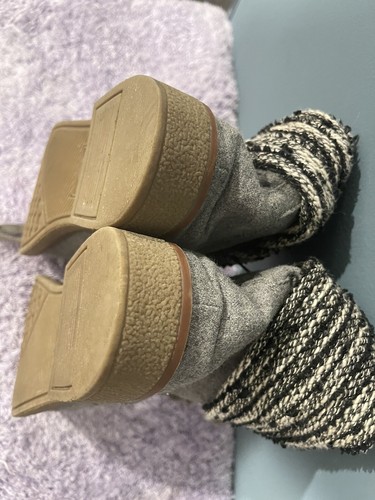 Rocket Dog Womens Gray Ankle Boots Sweater Cuff Grey Side Zip Up Lace Up Size 10 - Picture 12 of 13