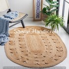 Natural Indian Braided Oval Shape Area Rug Natural Rag Jute Mat Floor Rug Capret