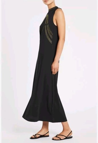 Sass And Bide RRP $350 Size 6 XXS Black Maxi Dress Embellished Gold Rhinestones - Picture 4 of 24