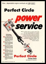 1954 Perfect Circle Co. Piston Rings "Power Service" Hagerstown Indiana Print Ad