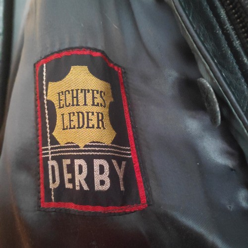 Derby Herren Schwerer Ledermantel Armee Vintage ca. Gr. L Bundeswehr Militär - Bild 9 von 16