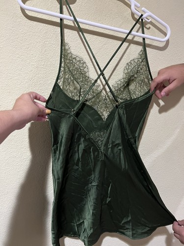CAMISAS SECRET Satén CAMISA DE ENCAJE SLIP BABYDOLL LENCERÍA Talla S Verde Oliva O2 - Imagen 5 de 8