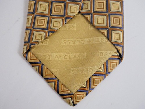 Robert Talbott Best of Class Men's Necktie Gold Geometric Silk Made in USA - Picture 4 of 7