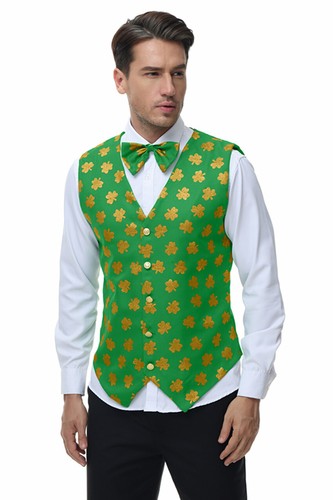 W-P1-4 Classic Mens Lucky Irish St Patricks Day Mr Leprechaun Shamrock Costume - Picture 2 of 7