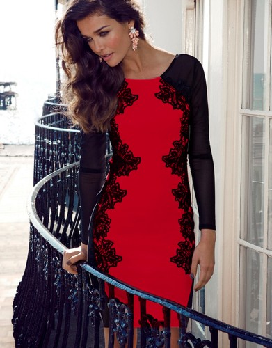 DS03 Womens Ladies Long Sleeve Sexy Lace Bodycon Evening Party Cocktail Dress - Picture 6 of 13
