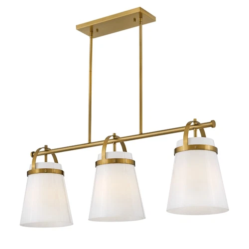 Large Three Light Linear Chandelier - Picture 4 of 6