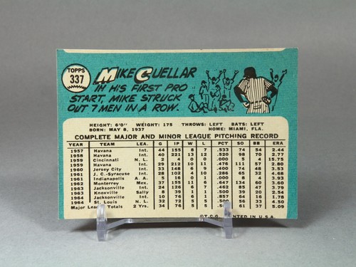 1965 Topps #337 Mike Cuellar baseball card. St. Louis Cardinals. VG - Picture 2 of 2