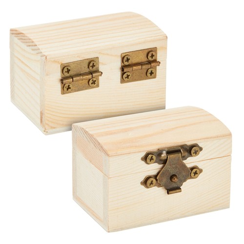 12-Pk Wooden Boxes for Crafts, Small Unfinished Wood Treasure Chest, 2.4x1.6 in - 第 10/10 張圖片