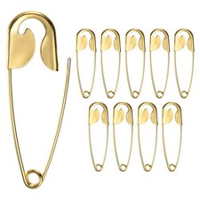 10-Pack Large Safety Pin, 4.33 In(110mm) Heavy Brooch Pin [Light Gold]