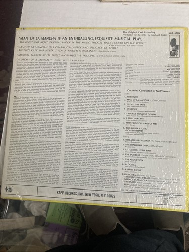 Man Of LaMancha Original Broadway Cast vinyl record - Picture 2 of 6