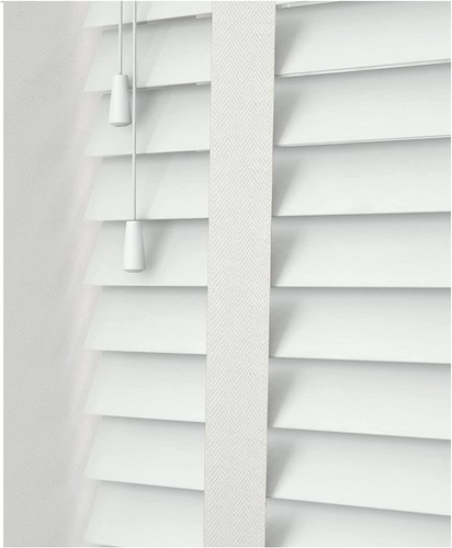 Venetian White Faux Wood Window Blinds Faux Real Wood Tape or String - Picture 5 of 10