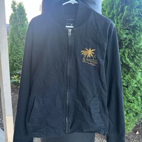 Rare Roark bomber jacket with gold palm tree and dragon embroidery, size L made - product listing photo