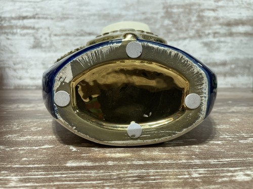 Jarrón moderno azul y dorado grande (14 pulgadas) cara de mono. Único - Imagen 5 de 11