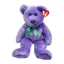 TY Beanie Buddy - EMPLOYEE the Purple Bear 14 inch - MWMTs Stuffed Animal Toy