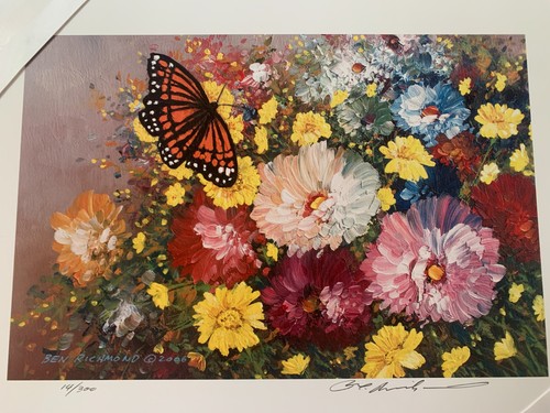 Ben Richmond Garden Party Handed Signed 14 of 300 Lithograph 14.5 x 11 Daisies - Picture 5 of 8