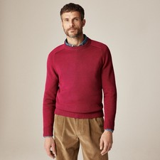 NWT J.Crew Men's Heritage Cotton Crewneck Sweater in Red Ochre size Medium