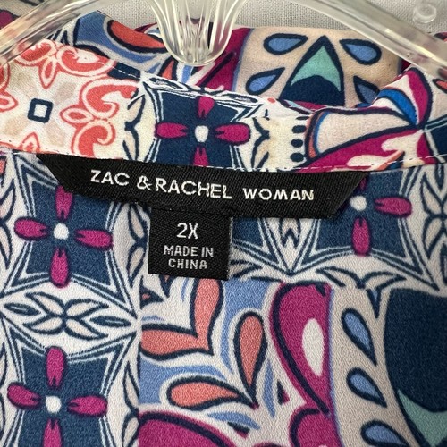 Zac Rachel Shirt Dress Womens size 2X Midi Multicolored Sleeveless Floral - Picture 4 of 13