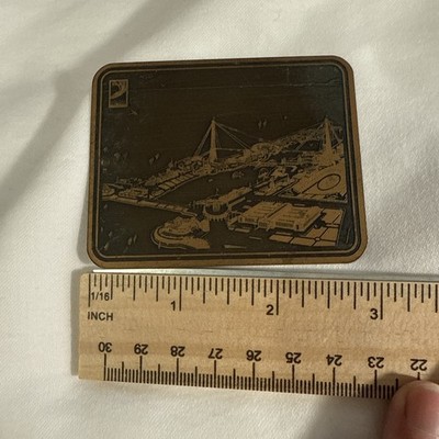1933 Chicago Worlds Fair Copper Tag Vintage Souvenir Collectible