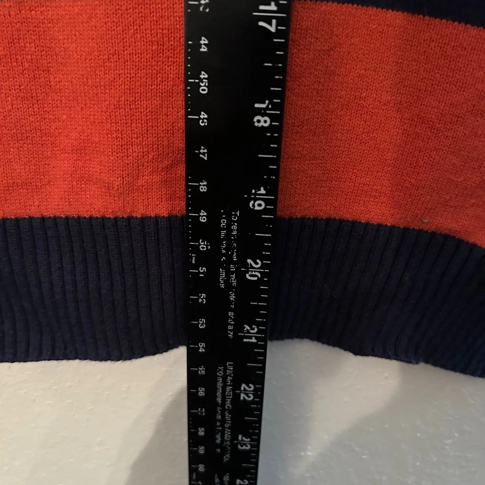 The Children's Place Boys Orange Navy Striped Crew Neck Sweater L/G 10/12 - Image 3 of 4