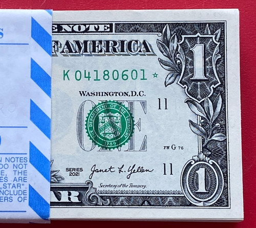 NEU 2021 ⭐️ STAR NOTE $1 DOLLAR SCHEIN ( DALLAS TEXAS K ) BANKFRISCH - Bild 1 von 3