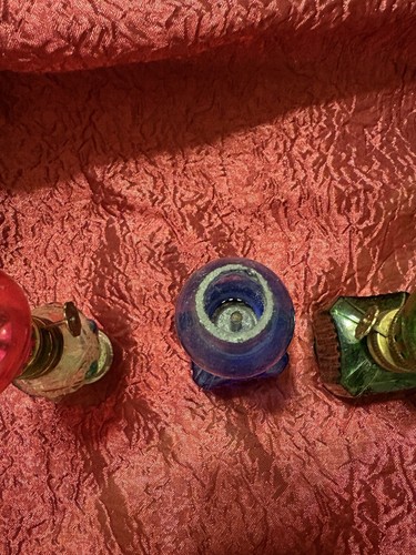 Konvolut 3 Vintage Miniatur Glas Öllampen mit Schornstein Hongkong - Bild 6 von 12