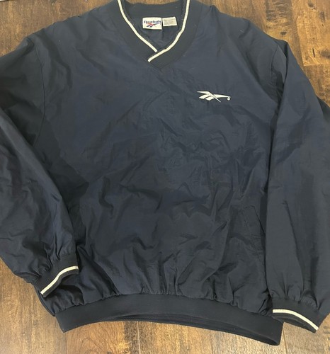 Vintage Reebok Windbreaker Jacket Men’s Pull Over 90's Large Navy/White Nylon - Picture 1 of 10