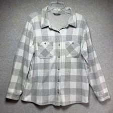 Members Mark XL Cozy Button Down Shirt Soft Flannel Shacket Fleece Plaid Gray