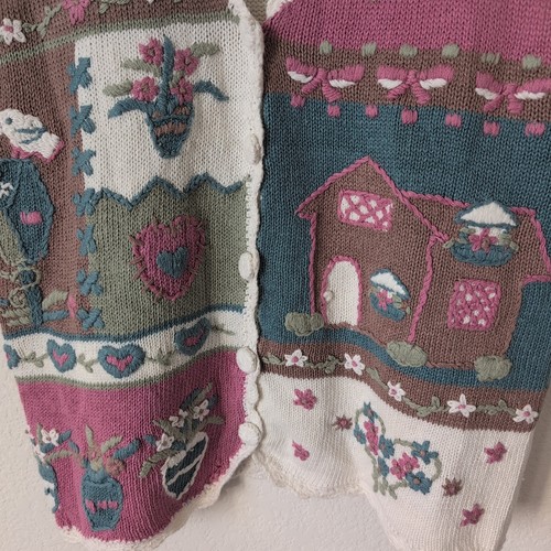 Vintage Embroidered Vest Womens Small Granny Cottagecore Flowers Grandmacore - Picture 8 of 9