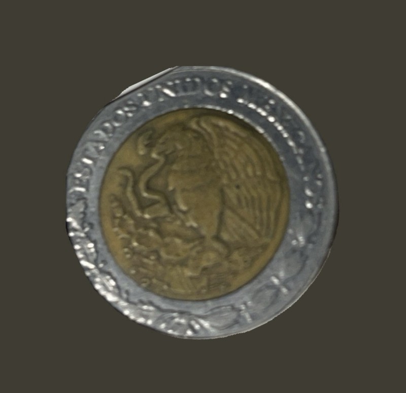 2005-M Mexico 🇲🇽 5 Pesos Bi Metallic:Aluminum-Bronze Center,stainless Steel 