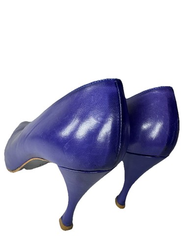 Charles Jourdan US 8 EU 38 Purple Pumps Leather High Heels Vintage 90s - Picture 9 of 12