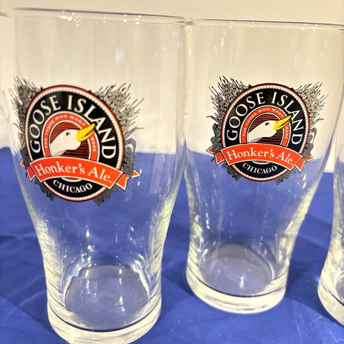 Set of 4 Goose Island Brewing Honker's Ale 16 Oz Pint Glasses Chicago Rastal - Picture 4 of 5
