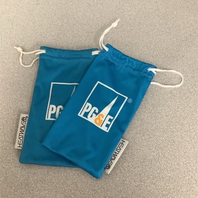 PG&E HEATWAVE Blue Cloth Drawstring Eyeglass Sunglass Pouches Set of 2