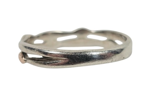 Anello donna argento sterling look impilato con foglie nere colline oro 12k misura 9,5 - Foto 3 di 8