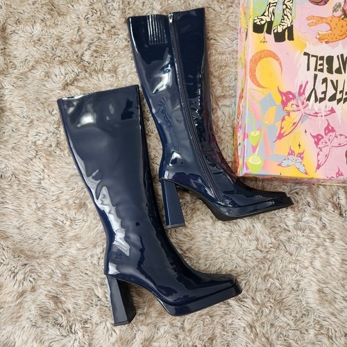 Jeffrey Campbell Maximal Knee High Boots in Blue Patent Women's Size 8 - Picture 2 of 11