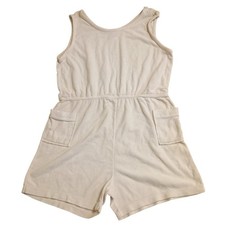 Sears Orange Court Terry Cloth Romper Womens L Cream Vintage Retro Beachwear